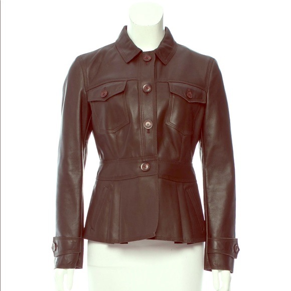 BURBERRY Leather Peplum Jacket NWT $2195 - Picture 1 of 4